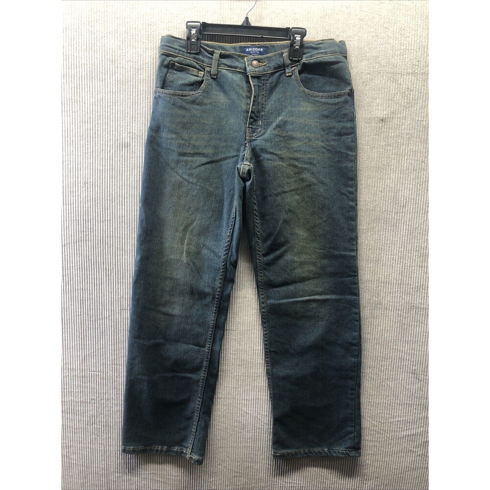 Arizona Straight Jeans Boys 14 Husky Distressed Denim Faded Wash Adjustable Wais